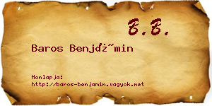 Baros Benjámin névjegykártya